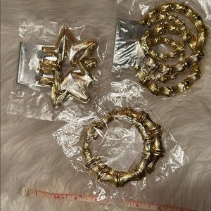 Gold-Tone Star and Circle Earrings